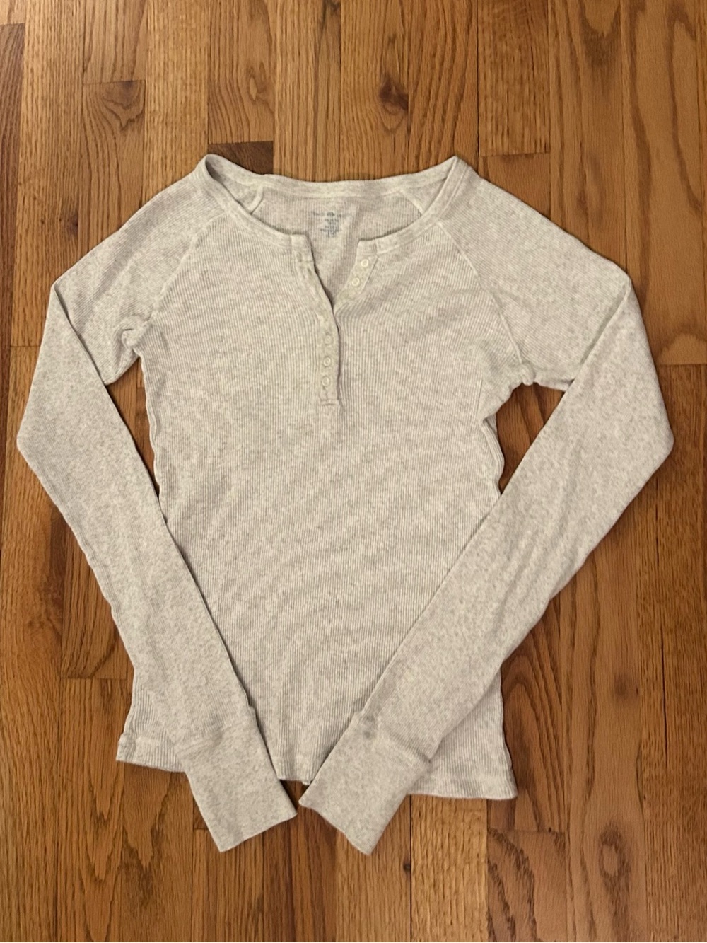 Heather Gray Ribbed Henley Long Sleeve Brandy Melville